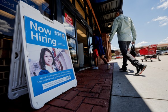epa11396520 A clothing retailer advertises for new employees in Atlanta, Georgia, USA, 07 June 2024. The US economy added about 272,000 jobs in May 2024 according to the US Bureau of Labor Statistics. ...