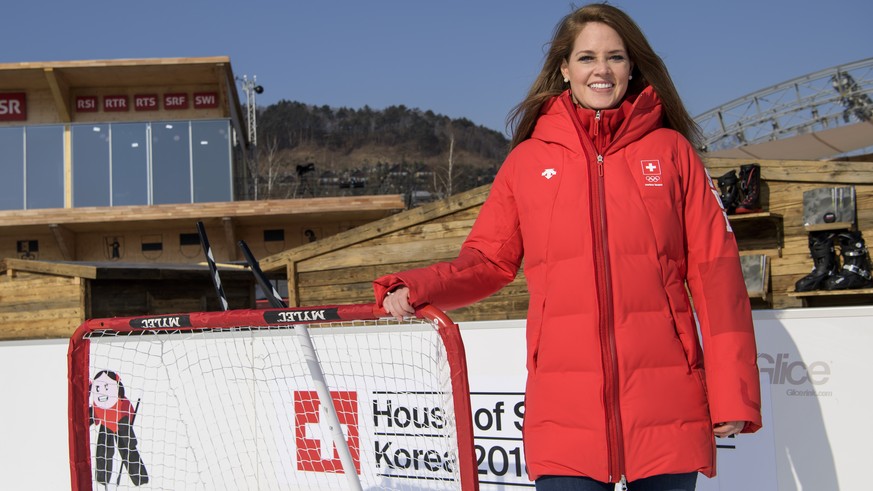 Florence Schelling, player of women ice hockey team of Switzerland, pose during a media conference of the Swiss Women Ice Hockey team in the House of Switzerland one day prior to the opening of the XX ...