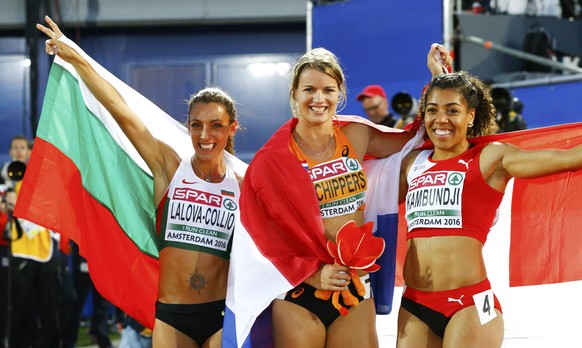 Erste Spring-Medaille der Schweizer Frauen: Mujinga Kambundji (r.) holt Bronze über 100 Meter.