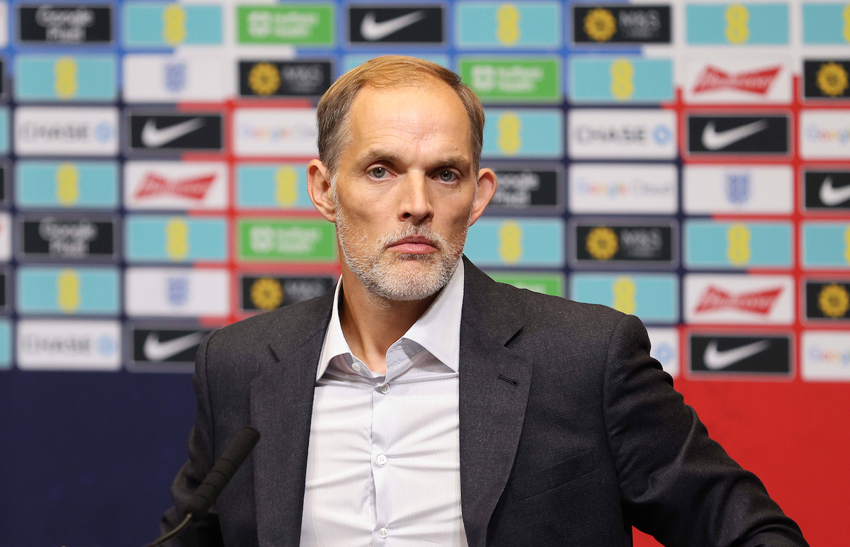 - England press conference, PK, Pressekonferenz Wembley Stadium, London, UK - 16th October 2024. Daniel Weir Crystal Pix New England manager Thomas Tuchel at the England Press Conference at Wembley St ...