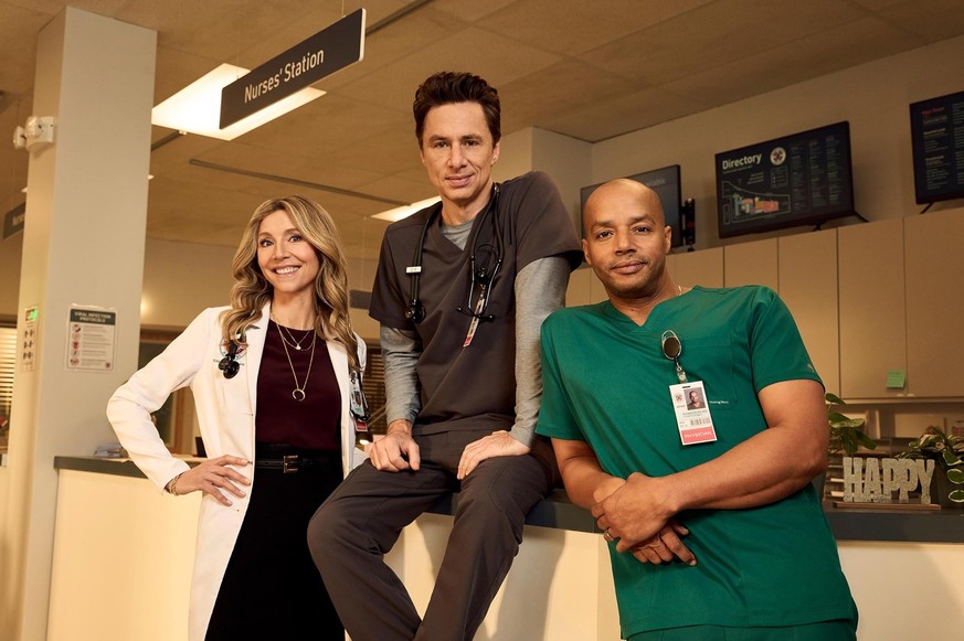 Zach Braff, Sarah Chalke, Donald Faison in Scrubs: Die Anfänger (2026)