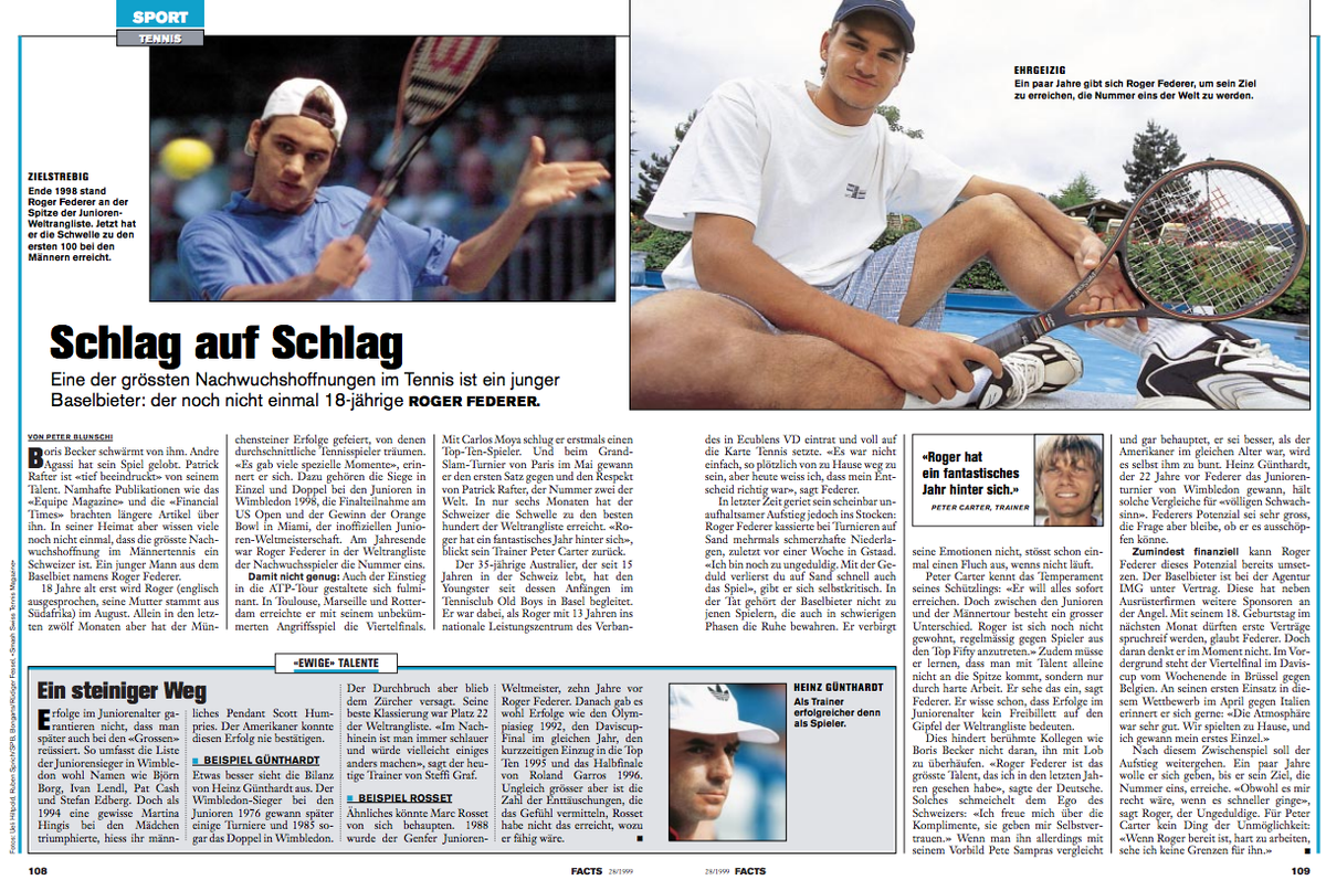 Blunschis Reportage über den aufstrebenden Federer.