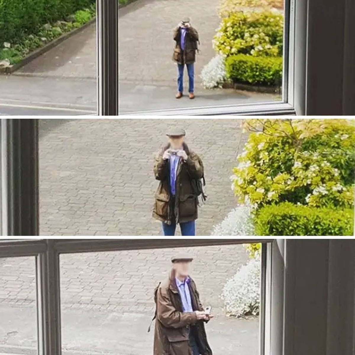 Mann fotografiert seine Nachbarin durchs Fenster