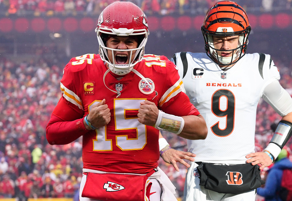 Auf dieses Duell hat jeder American-Football-Fan gewartet: Patrick Mahomes (l.) empfängt mit Kansas City Joe Burrow und Cincinnati.