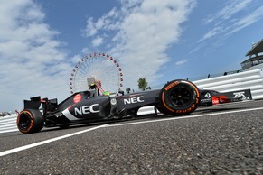 Noch ist es freundlich in Suzuka: Sauber-Pilot Esteban Gutierrez im Training.