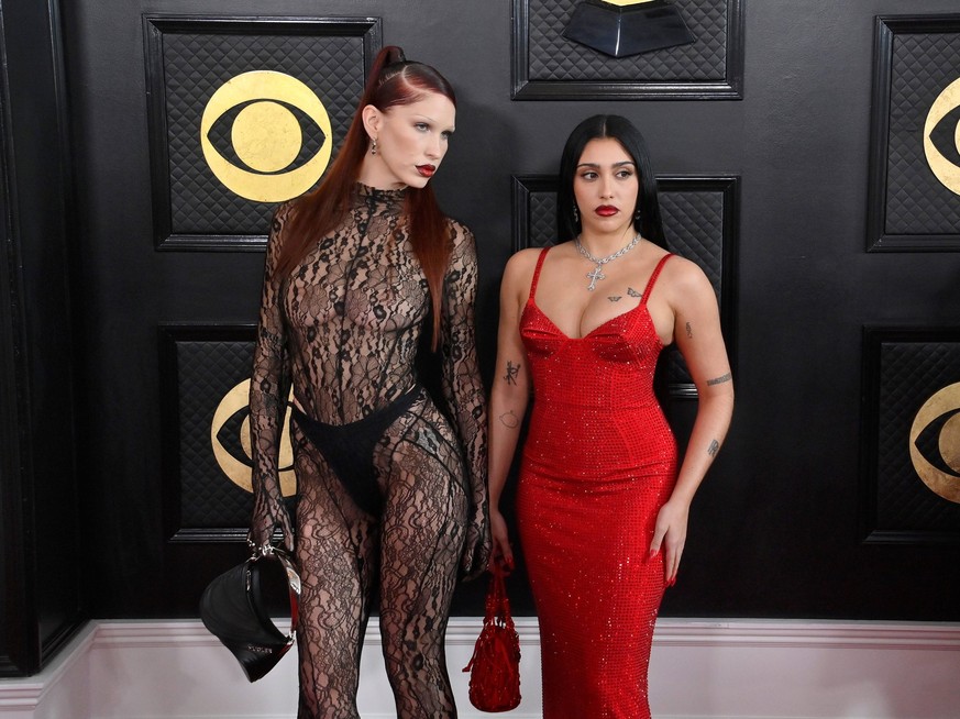 Trinity Vigorsky and Lourdes Leon attend the 65th annual Grammy Awards at the Crypto.com Arena in Los Angeles on Sunday, February 5, 2023. PUBLICATIONxINxGERxSUIxAUTxHUNxONLY LAP20230205585 JIMxRUYMEN