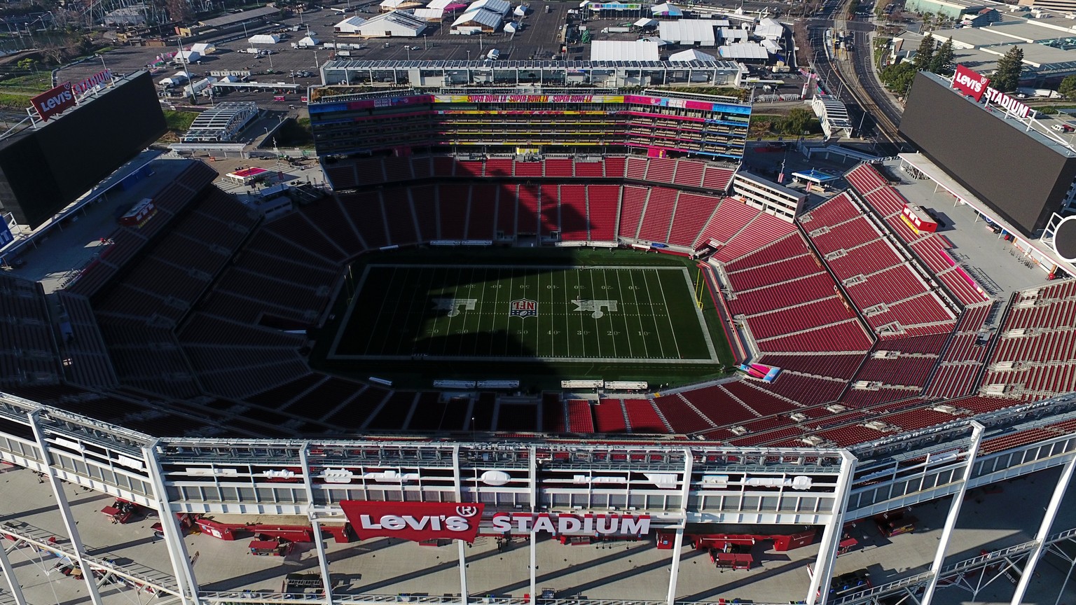 This aerial photo shows Levi's Stadium, a 2026 FIFA World Cup soccer venue, in Santa Clara, Calif., Tuesday, Jan. 27, 2026. (AP Photo/Godofredo A. Vásquez)
WCup Venues Stadium Soccer