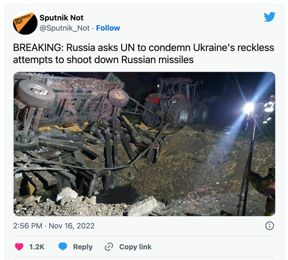 «BREAKING: Russland fordert UNO auf, die rücksichtslosen Versuche der Ukraine, russische Raketen abzuschiessen, zu verurteilen.»