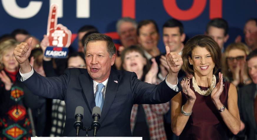 Jubel im Lager von Kasich: Der Gouverneur von Ohio hat in New Hampshire überraschend gut abgeschnitten.