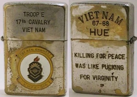 Vietnam War Zippo Lighters 
https://lightergallery.com/vietnam-war-zippos