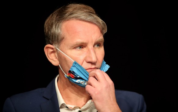 epa08864788 Alternative for Germany party (AfD) faction chairman in the regional parliament of Thuringia Bjoern Hoecke attends a rally by the German right-wing party &#039;Alternative fur Deutschland& ...