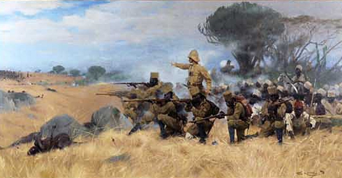 Das Bild «Schlacht bei Mahenge» von Wilhelm Kuhnert.