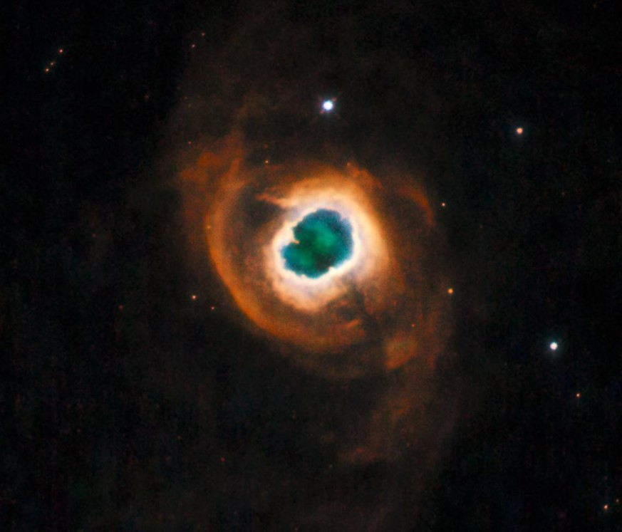 This image has been released by NASA as the last &quot;pretty&quot; image made by the Hubble Space Telescope's Wide Field Planetary Camera 2. The image made May 4, 2009 is of the planetary nebula know ...