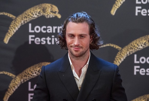 British actor Aaron Taylor-Johnson stands on the red carpet at the 75th Locarno International Film Festival in Locarno, Switzerland, Wednesday, Aug. 3, 2022. The Festival del film Locarno runs until A ...