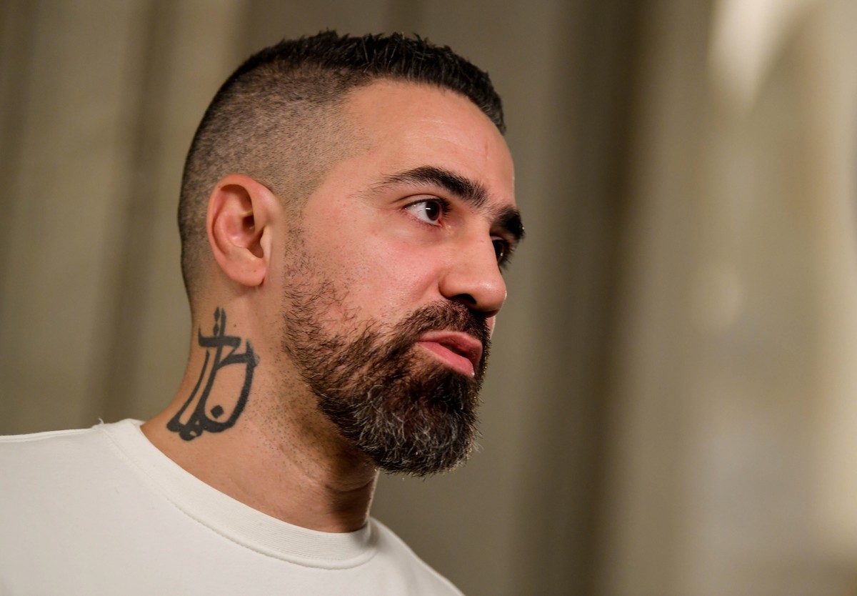 epa07959839 German rapper Bushido at Federal Administrative Court in Leipzig, Germany, 30 October 2019. Federal Administrative Court decides on an AfD complaint against the Bushido his album "Son ...