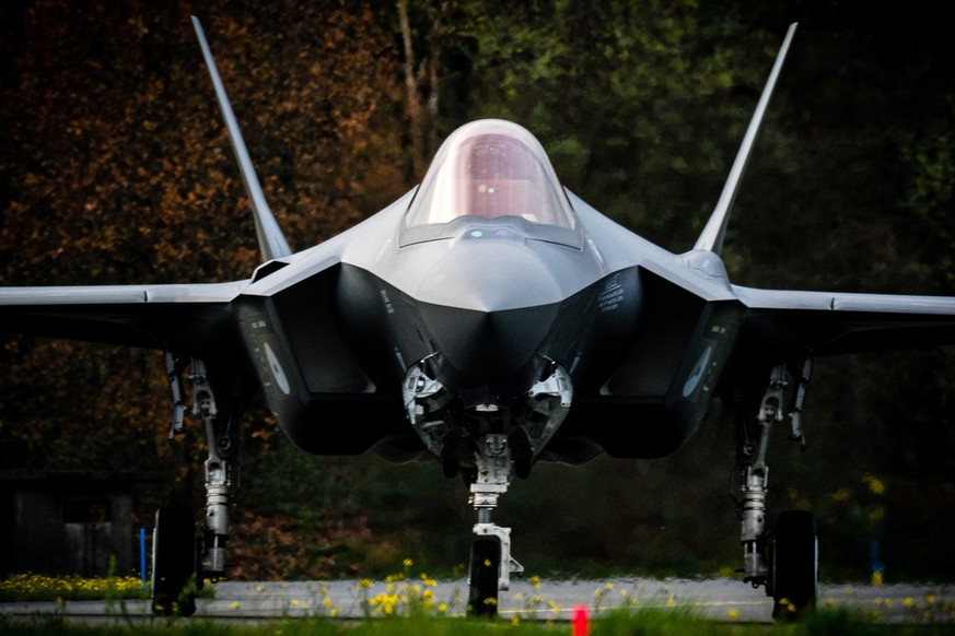 epa08825754 A F-35 fighter jet at Volkel Air Base, The Netherlands, 17 November 2020, where training of the Royal Netherlands Air Force takes place. The exercise, called Frisian Lightning II, of the L ...