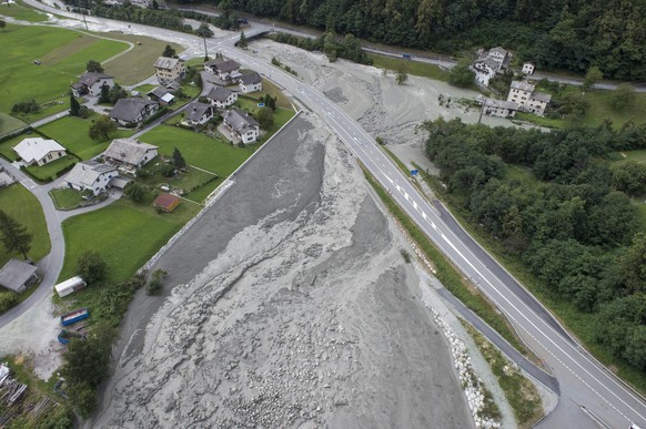 A massive landslide hit the village Bondo in South Switzerland, Wednesday, August 23, 2017. The main road between Stampa and Castasegna is disconnected. The village has been evacuated. There are no ca ...