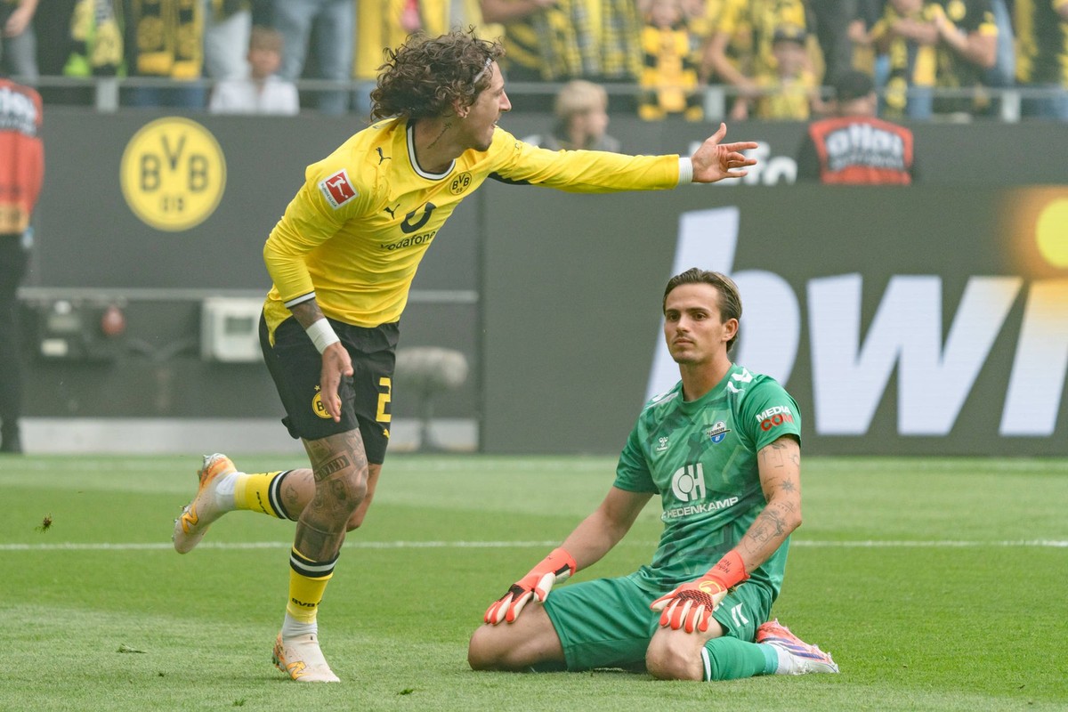Deutschland: Bundesliga 2026 2027 3. Spieltag, Borussia Dortmund vs. SC Paderborn 07 , Samstag, 12.09.2026 Signal Iduna Park, Nordrhein-Westfalen Tor zum 1:0 durch Fabio Silva Borussia Dortmund, 21 Na ...