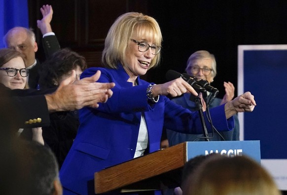 Sen. Maggie Hassan, D-N.H., speaks during an election night campaign event Tuesday, Nov. 8, 2022, in Manchester, N.H. (AP Photo/Charles Krupa)
Maggie Hassan