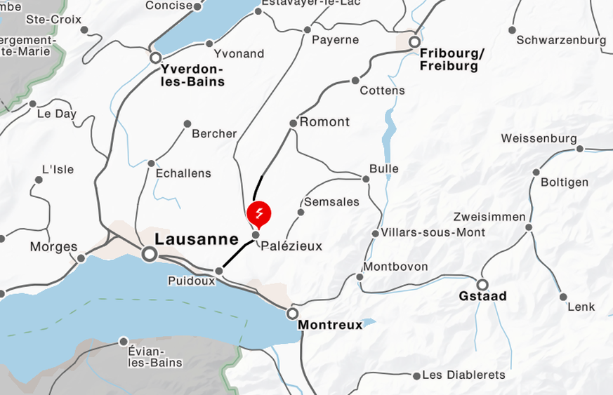 Störung zwischen Lausanne und Freiburg.