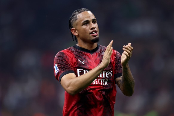 Ac Milan vs Ss Lazio Noah Okafor of Ac Milan celebrates at the end of the Serie A football match beetween Ac Milan and Ss Lazio at Stadio Giuseppe Meazza on September 30, 2023 in Milan, Italy . Milano ...