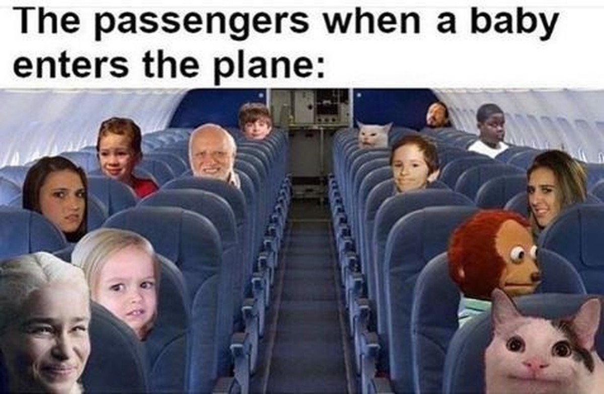 Kinder im Flugzeug: das Meme