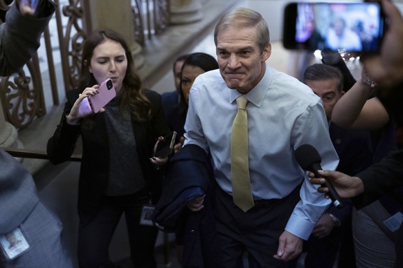 Rep. Jim Jordan, R-Ohio, chairman of the House Judiciary Committee, leaves Thursday's Republican caucus meeting at the Capitol in Washington.  August 19, 2023. (AP Photo/Jose Luis Magana) Jim Jordan