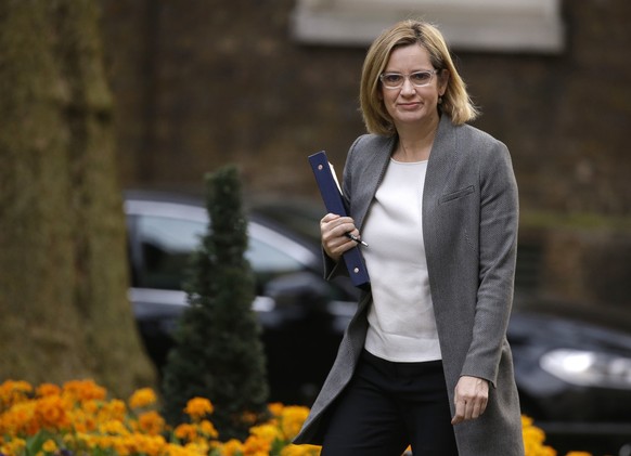 Amber Rudd, Britain&#039;s Home Secretary, arrives for a cabinet meeting in 10 Downing Street, London, Wednesday March 29, 2017. Britain will begin divorce proceedings from the European Union later on ...