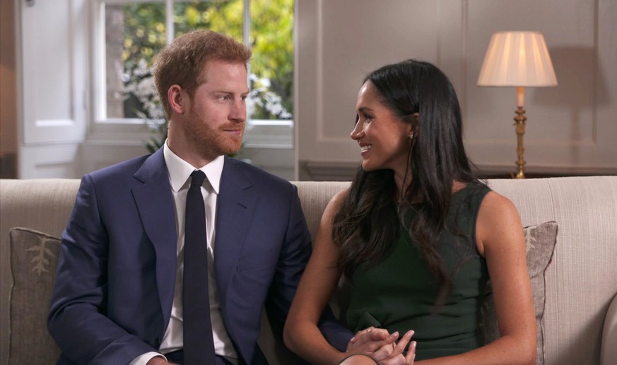 In this photo taken from video Britain&#039;s Prince Harry and Meghan Markle talk about their engagement during an interview in London, Monday, Nov. 27, 2017. It was announced Monday that Prince Harry ...