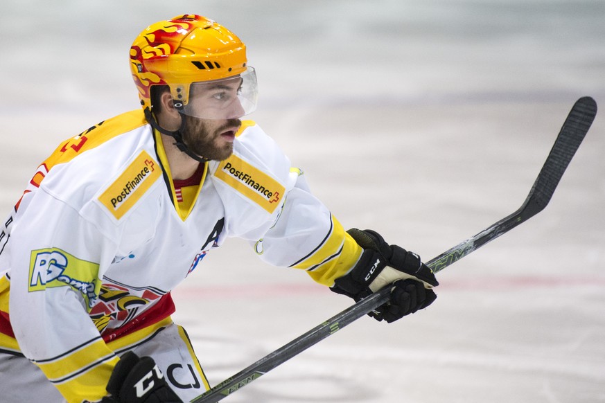 Philip-Michael Devos von Ajoie im ersten Playoff-Halbfinalspiel der National League B zwischen dem EHC Olten und dem HC Ajoie, am Freitag, 4. Maerz 2016, im Stadion Kleinholz in Olten. (KEYSTONE/Urs F ...