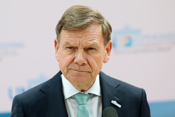 epa12095641 German Foreign Minister Johann Wadephul speaks to the media prior to the UN Peacekeeping Ministerial forum in Berlin, Germany, 12 May 2025. The UN Peacekeeping Ministerial runs from 13 to  ...
