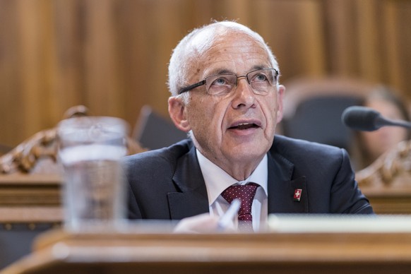 Bundesrat Ueli Maurer spricht zur Kleinen Kammer, an der Sommersession der Eidgenoessischen Raete, am Montag, 4. Juni 2018 im Staenderat in Bern. (KEYSTONE/Alessandro della Valle)