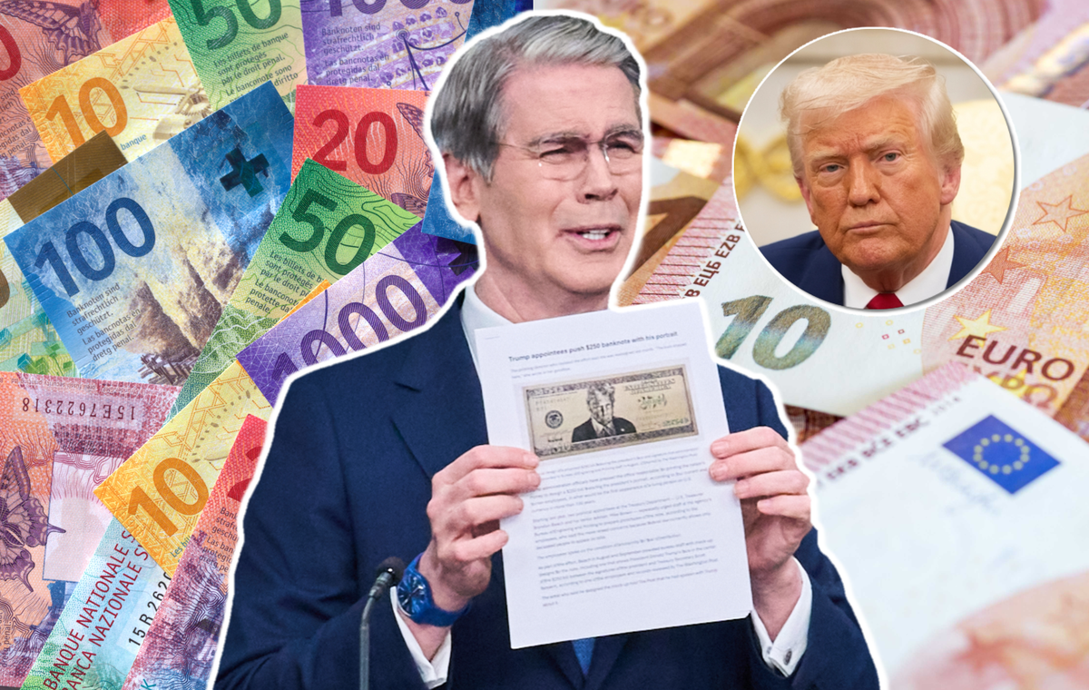 Scott Bessent, secrétaire général du Trésor américain, présente le futur billet de 250 dollars à l'effigie de Donald Trump, un graphisme qui tranche avec ceux des billets suisses et européens.