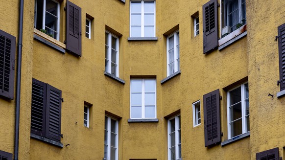 Die Hausfassade der ersten staedtischen Wohnsiedlung ?Limmat 1? waehrend eines Rundgangs anlaesslich der Entstehung der 10000. staedtischen Wohnung in der Stadt Zuerich, am Donnerstag, den 28. August  ...