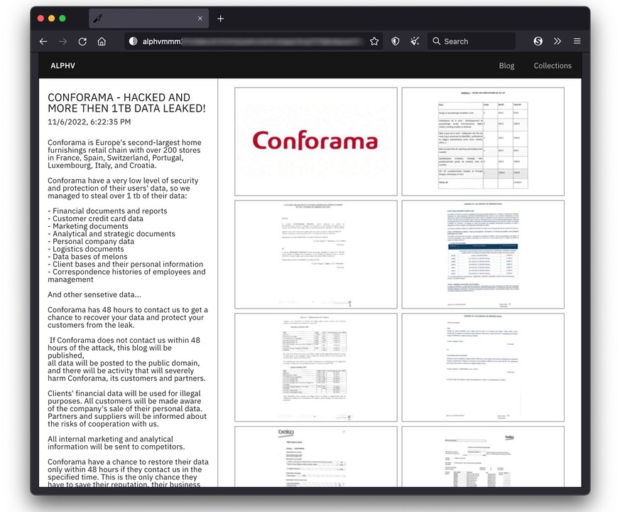 Ransomware-Bande ALPHV droht Conforama mit der Veröffentlichung von angeblich 1 Terabyte gestohlenen Daten.