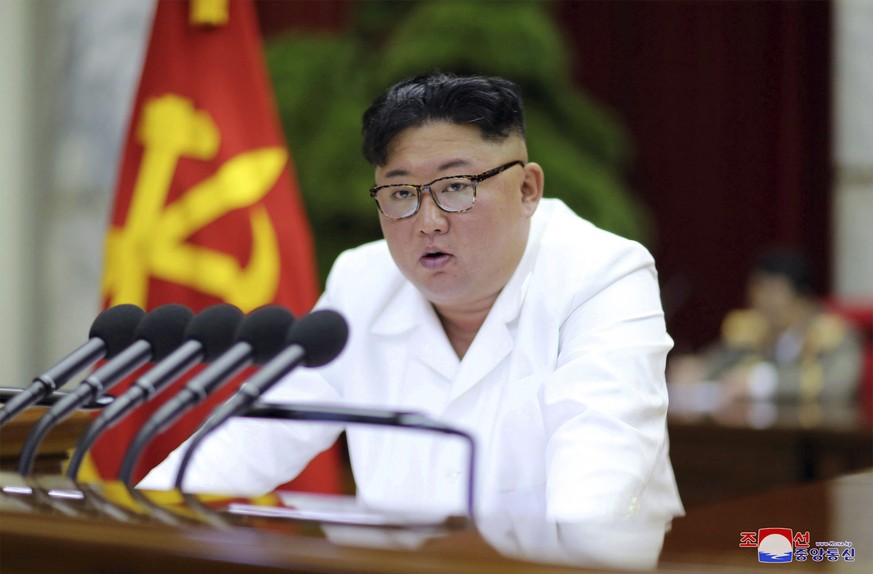 In this Sunday, Dec. 29, 2019, photo provided Monday, Dec. 30, by the North Korean government, North Korean leader Kim Jong Un speaks during a WorkersÄô Party meeting in Pyongyang, North Korea. North ...