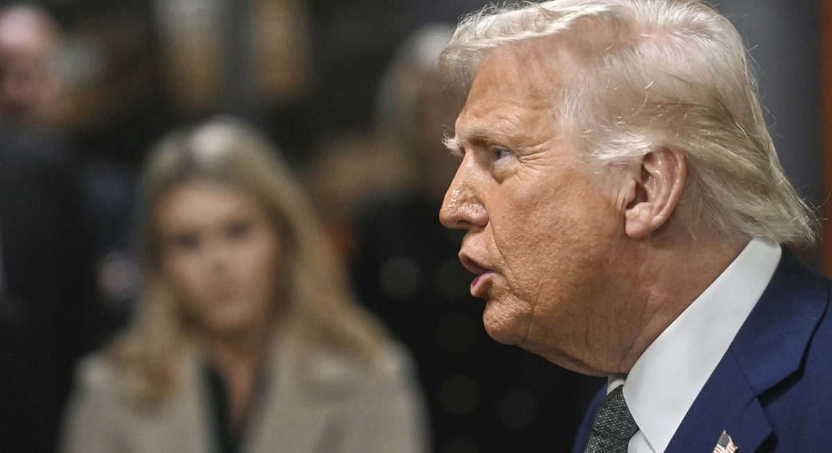 President Donald Trump talks with reporters as he visits the John F. Kennedy Center for the Performing Arts in Washington, Monday, March 17, 2025. (Pool via AP)
Trump