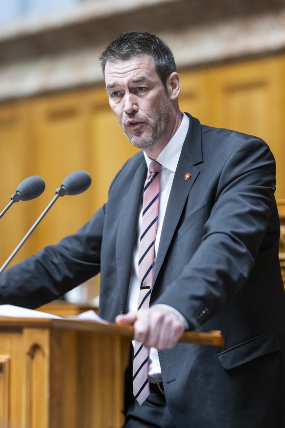 Christoph Riner, SVP-AG, spricht zur Demokratie-Initiative, an der Sondersession des Nationalrates, am Donnerstag, 30. April 2026 im Nationalrat in Bern. (KEYSTONE/Alessandro della Valle)