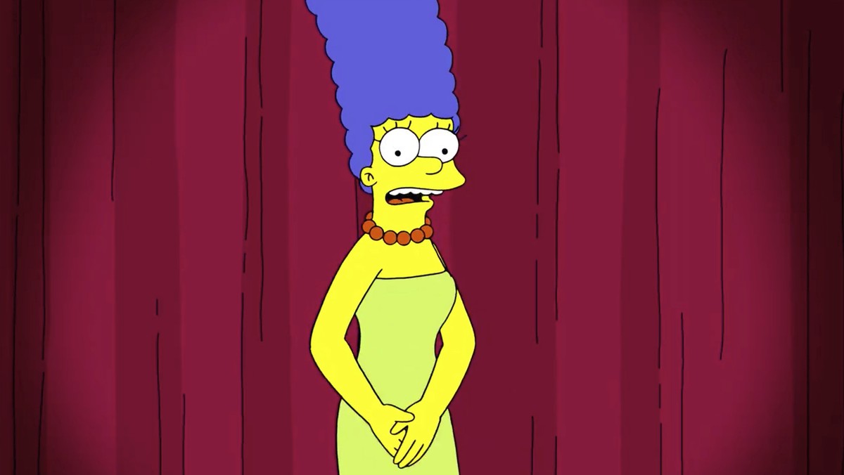This image released by Fox shows Marge Simpson, a character on the animated television series "The Simpsons." In the clip, posted by the animated series, matriarch Marge chided a Trump campa ...