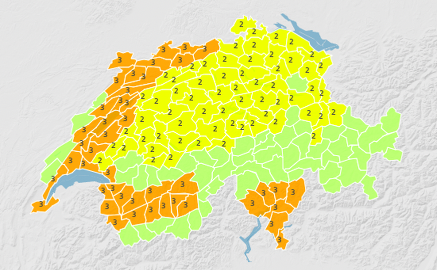 Die Hitzewarnungen für Donnerstag in der Schweiz.
