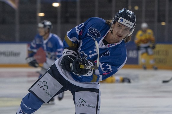 Luca Capaul von der EVZ Academy vor dem Spiel anlaesslich der ersten Runde des Swiss Ice Hockey Cups 2019/20 zwischen dem EVZ Academy und dem SC Bern am Dienstag, 10. September 2019, in Zug. (KEYSTONE ...