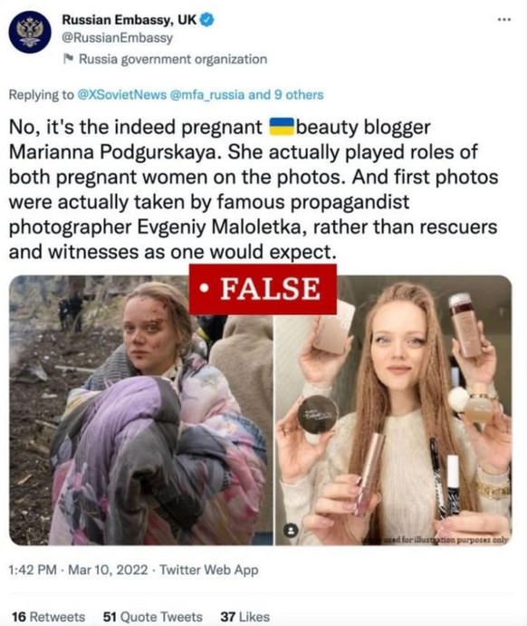 Dieser Tweet der russischen Botschaft in London wurde von Twitter gelöscht.