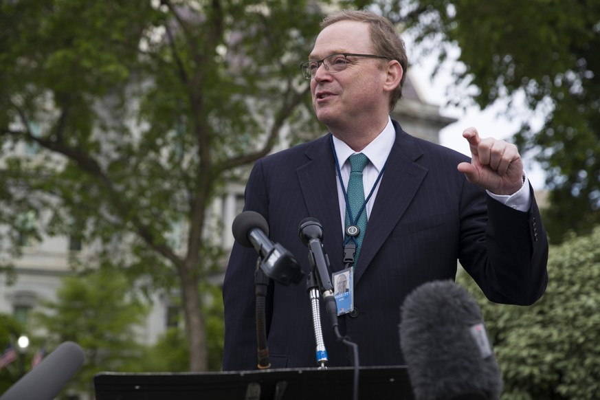 White House Council of Economic Advisers chairman Kevin Hassett speaks at the White House, Monday, April 22, 2019, in Washington. (AP Photo/Alex Brandon)