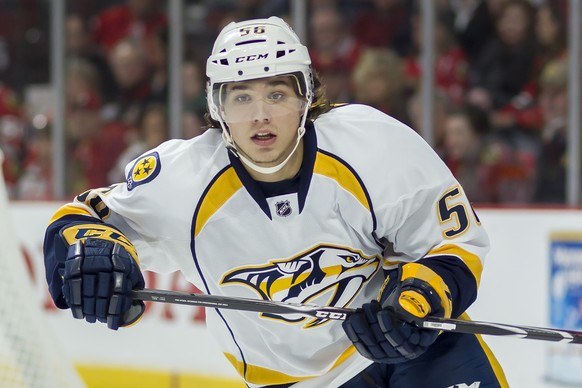 21.04.2014; Chicago; Eishockey NHL Play-off; Chicago Blackhawks - Nashville Predators;
Kevin Fiala (Nashville)
(Mike Wulf/Zuma Sports Wire/freshfocus)