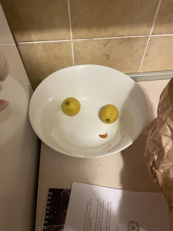 Fruit bowl with a face