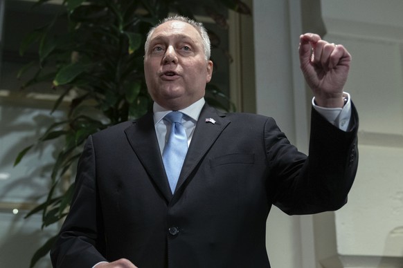 House Majority Leader Steve Scalise of La., talks to reporters as he announces he is ending his campaign to be the next House speaker after a Republican meeting at the Capitol in Washington, Thursday, ...