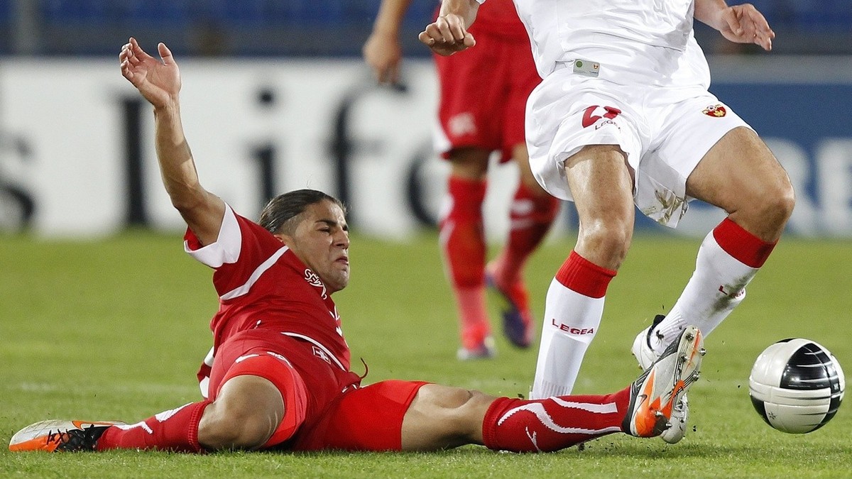 Switzerland's Ricardo Rodriguez in action during the Euro 2012 group G qualification soccer match between Switzerland and Montenegro at the St. Jakob-Park Stadium in Basel, Switzerland, on Tuesda ...
