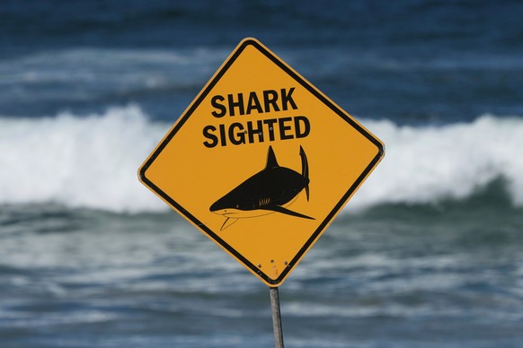 FILE - A sign is seen at the site of a fatal shark attack at Dee Why Beach, in Sydney, Australia, Sept. 6, 2025. (AP Photo/Mark Baker)
Australia Shark Attack