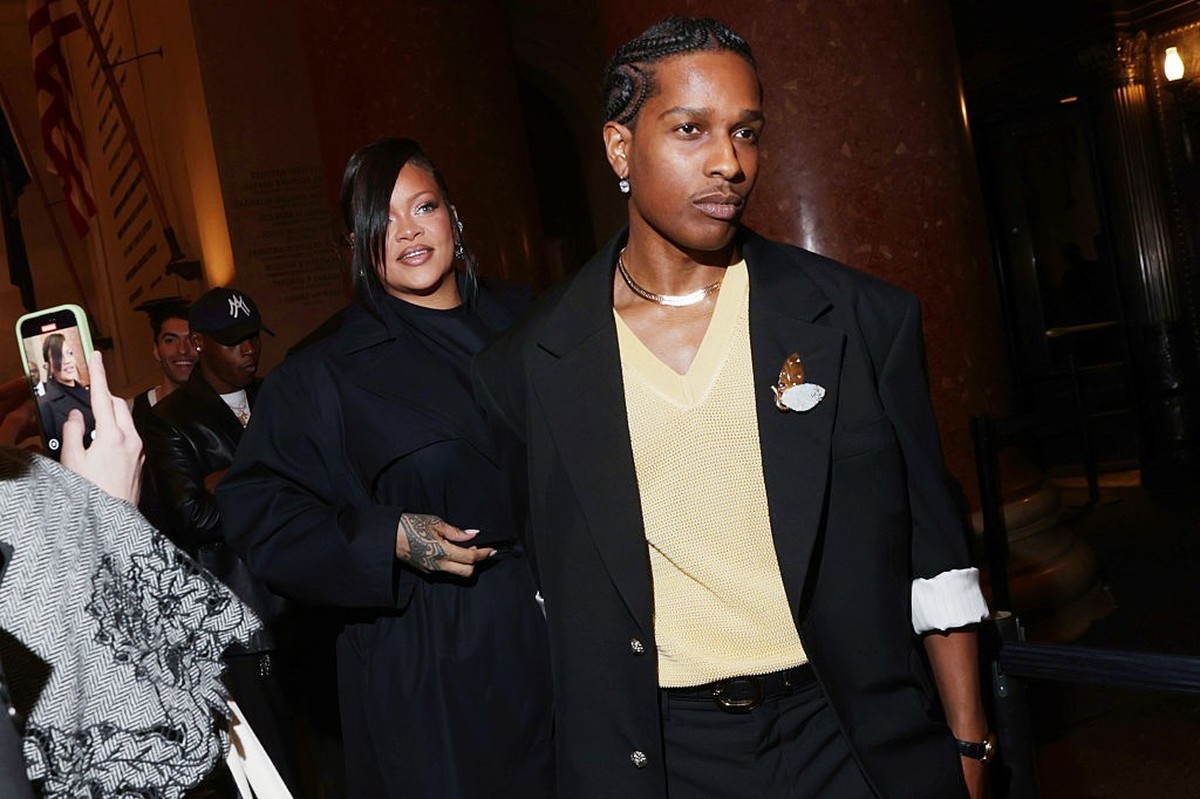 Rihanna and A$AP Rocky at the 2025 CFDA Fashion Awards held at American Museum of Natural History on November 03, 2025 in New York, New York. (Photo by Lexie Moreland/WWD via Getty Images)