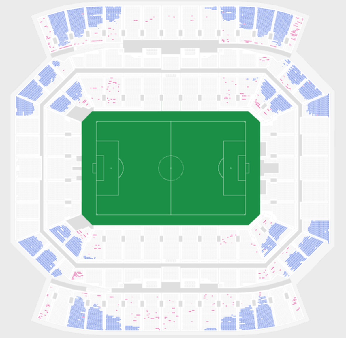 Envie d'assister à Juventus-Manchester City le 26 juin prochain? Il reste de la place à Orlando (les sièges libres sont en rose et en bleu).